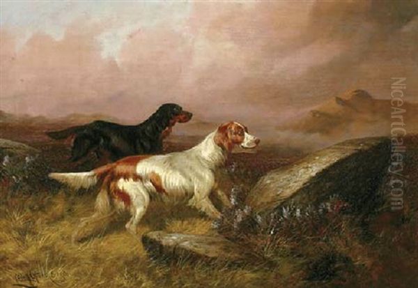 Two Setters On A Grouse Moor - view 1