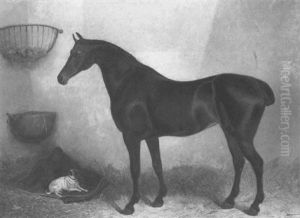 A Horse And A Pug Dog In A Stable