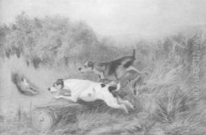 Two Terriers Chasing A Rabbit by Colin Graeme