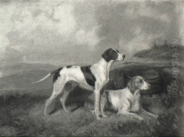 Pointer And A Setter In A Moorland Landscape - view 1