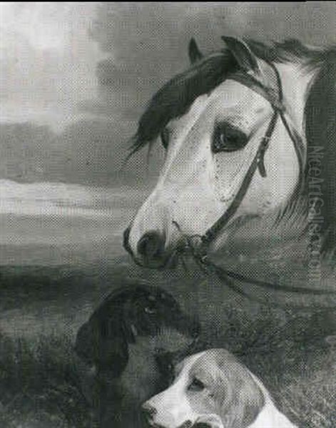 A Pony And Setters On A Moor - view 1