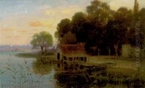 Bootshaus Bei Possenhofen Am Starnberger See by Theodor Graetz