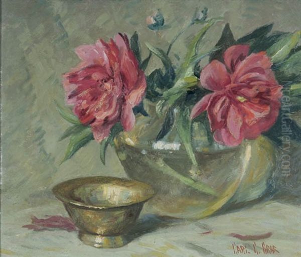 Still Life With Brass Bowl And Peonies - view 1