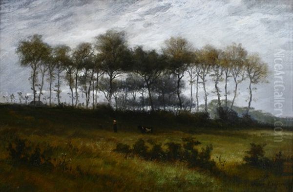 Baumlandschaft Mit Kuh Und Hirtin - view 1