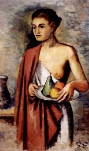 Dame Mit Obstschale by Gottfried Graf