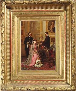 Im Salon Eines Kunsthandlers Lasst Sich Eine Elegante Dame Ein Kleines Gemalde Zeigen by Ludwig Graf