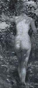 A Nude Standing By A Tree A Nude Standing By A Tree