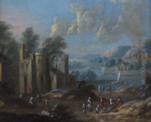 Paysage Fluvial Avec Scene De Marche by Marc Baets