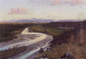 Das Isar-tal Mit Blick Auf Kloster Schaftlarn Das Isar-tal Mit Blick Auf Kloster Schaftlarn