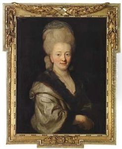 Portraet Af Christiane Dorothea Green Med Hojt Opsat Har I Jakke Med Pelsbraemme Portraet Af Christiane Dorothea Green Med Hojt Opsat Har I Jakke Med Pelsbraemme