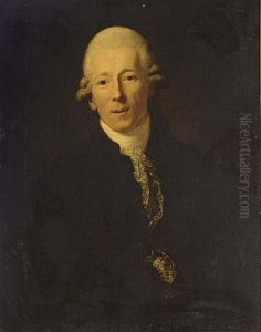A Portrait Of A Gentleman (jacob Thomas Gaudlitz?), Wearing A Black Coat With A White Lace Scarf