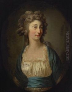 Portraet Af Prinsesse Louise Augusta Af Danmark Ifort Hvid Laegget Kjole Med Sjal Og Livband Af Blat Silke, Lokket, Let Pudret Frisure Med Perlesnore