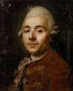 Portrait Of A Gentleman In A White Lace Cravat, A Red Tunic And Blue Waistcoat Embroidered With Gold