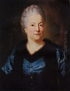 Portrait Of Eva Charlotte Friederike, Grafin Von Einsiedel, In A Blue Silk Dress Trimmed With Fur