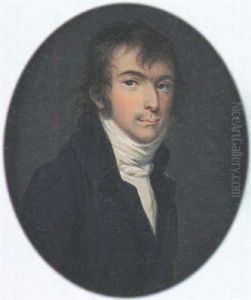 A Young Gentleman With Long Unstyled Hair, Wearing Blue Coat, White Chemise And Tied White Stock