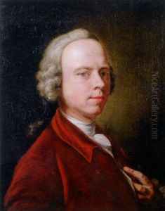Portrait Of A Nobleman With Red Costume, Lace Chemise And Wig