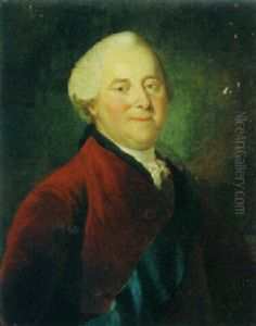 Portrait Of A Gentleman Wearing A Red Coat And A Blue Order Sash