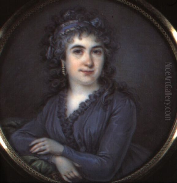Portrait Of A Lady Leaning On A Green Cushion - view 1
