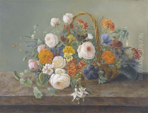 Stillleben Mit Blumen In Einem Korb - view 1