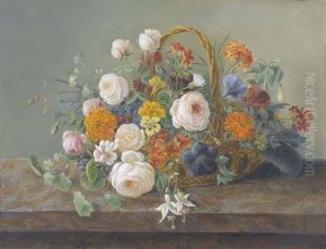 Stillleben Mit Blumen In Einem Korb by Anna Emilia Graf-Reinhart