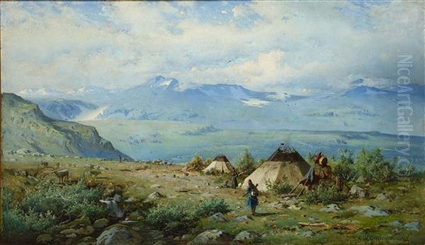 Lapplandskt Landskap Med Kator - view 1