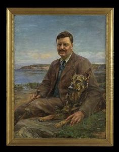 Portrait Of A Gentleman With His German Shepherd