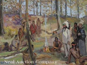 Meeting Of Father Marquette And A Potawatami Chief by Robert Wadsworth Grafton