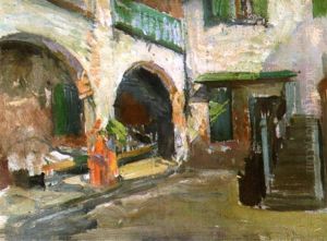 French Quarter Courtyard by Robert Wadsworth Grafton