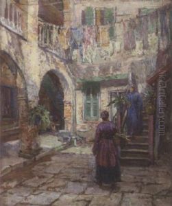 Wash Day, The Old French Court Yard, New Orleans by Robert Wadsworth Grafton