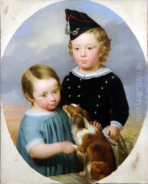 Portrait D'enfants, Au Chien - Portrait De Femme - view 1