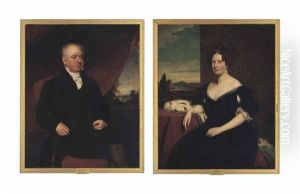 Portrait Of Archibald Buchanan Of Auchentorlie Seated, Landscape Beyond And Portrait Of His Wife Mary Lyon (pair) by John (Gilbert) Graham