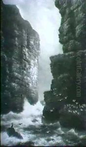 High Cliffs And Crashing Surf by Peter Graham