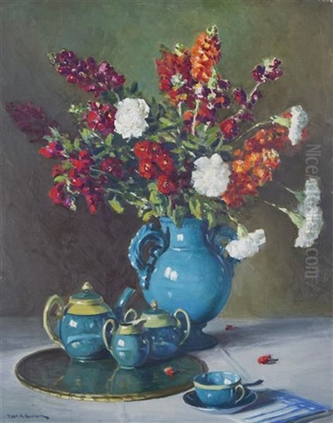 Flowers In A Blue Vase - view 1