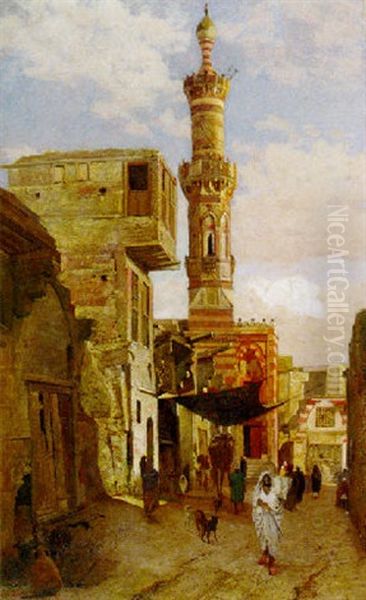 Street View In Cairo With Mosque - view 1