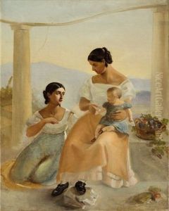 Two Italian Women With A Child by August Grahl