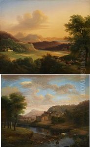 A Pair Of Southern Landscapes by Victor de Grailly