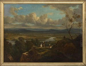 The Oxbow View From Mount Holyoke, Northampton, Massachusetts by Victor de Grailly