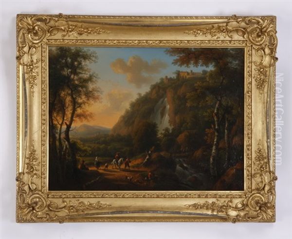 Mountain Landscape With Waterfall - view 1