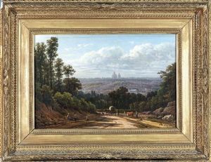 Paysage Au Grand Chemin Anime A L'approche D'une Ville