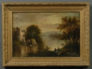 Lake George View With Figures And Buildings Lake George View With Figures And Buildings