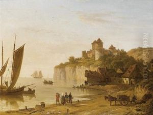 Falaises Et Chateau De Tancarville, Normandie by Victor de Grailly