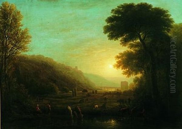 Scene Pastorale Au Coucher De Soleil - view 1