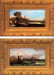 Harbor With Windmills by Victor de Grailly