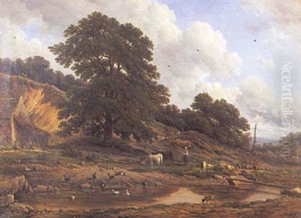 Scene Pastorale Au Bord D'un Ruisseau - view 1