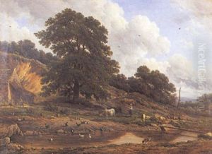 Scene Pastorale Au Bord D'un Ruisseau by Victor de Grailly
