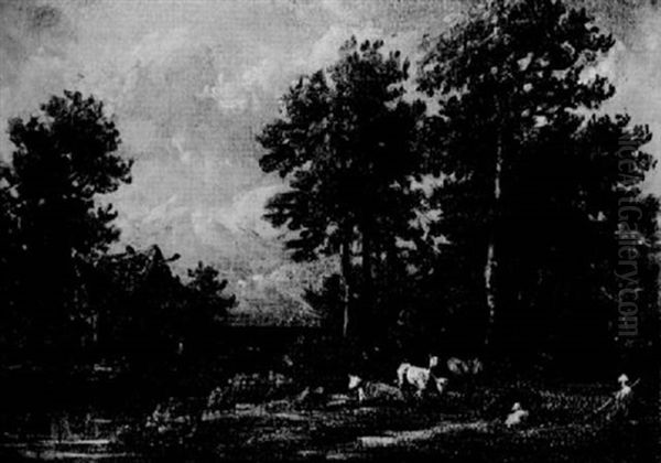Paysage Avec Bergere Et Son Troupeau - view 1