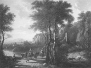 Travelers With Livestock In A Panoramic Landscape