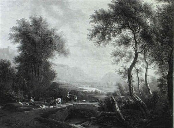 Herders With Flock In An Extensive Landscape - view 1