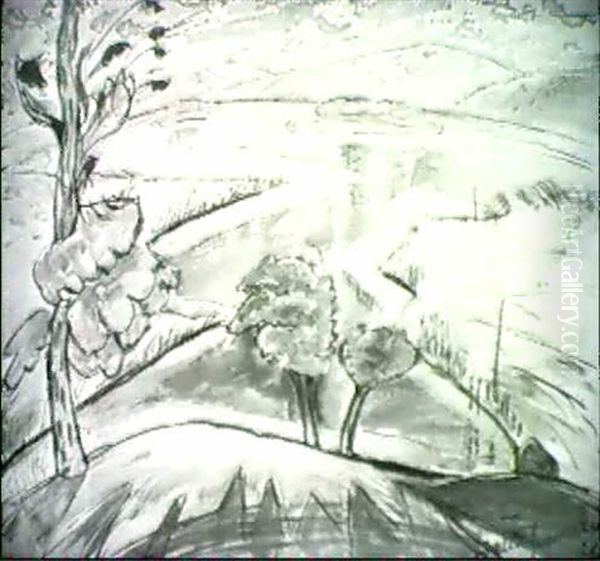 Hugelige Landschaft Mit See - view 1