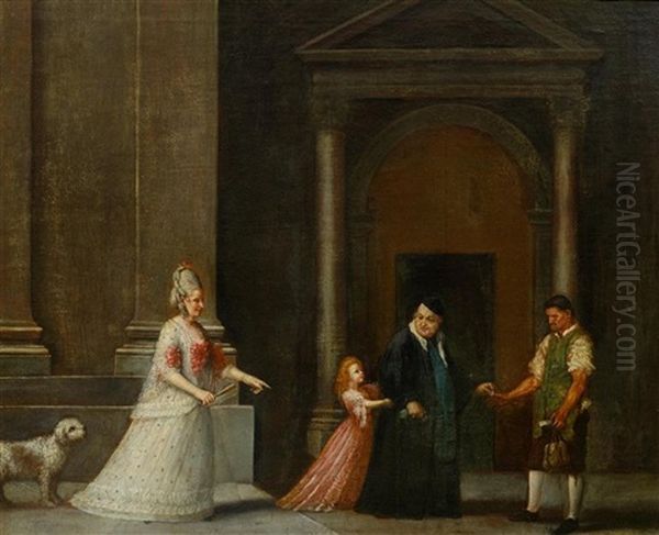 Figures In A Kitchen Interior - view 1